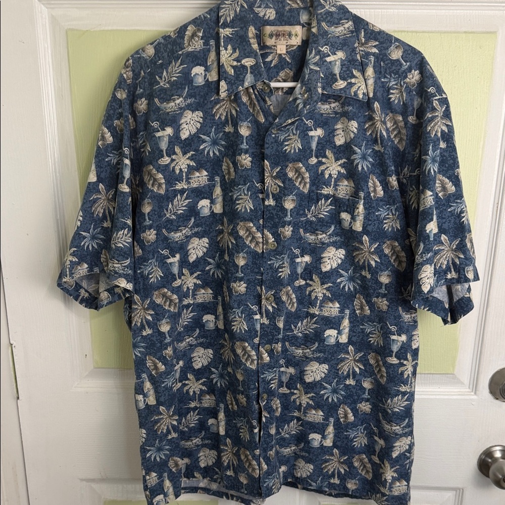 (1939) Campia Moda Island Vibes Men’s Blue Shirt, Size: Large
